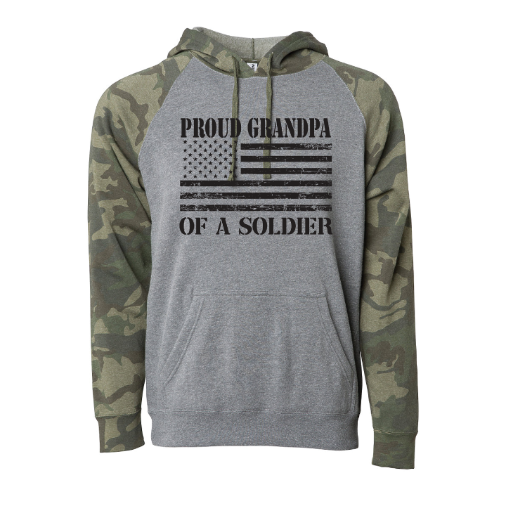 Proud Grandpa of a Soldier Flag Camo Hoodie (Camo)