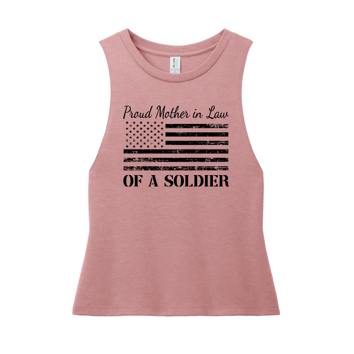 Proud Mother-in-law of a Soldier Muscle Tank (Pink)