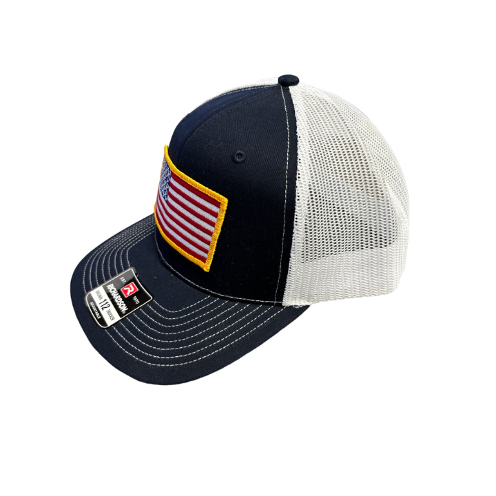 American Flag Patch Trucker Hat (NAVY/WHITE)