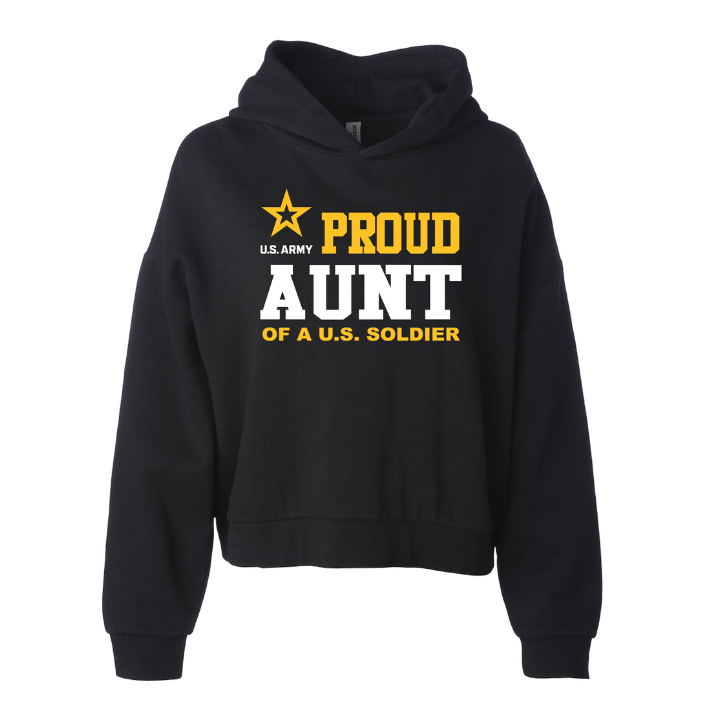 U.S. Army Proud Aunt Ladies Premium Crop Hoodie (Black)