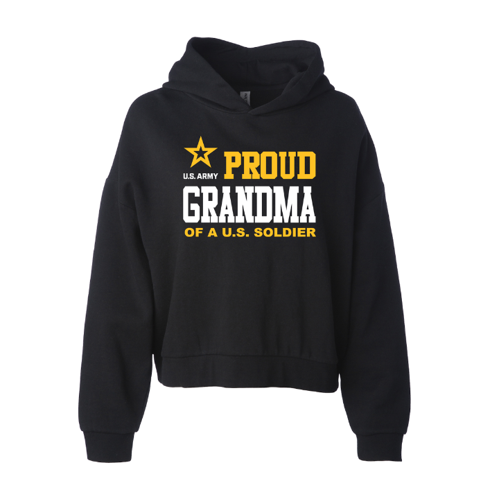 U.S. Army Proud Grandma Ladies Premium Crop Hoodie (Black)