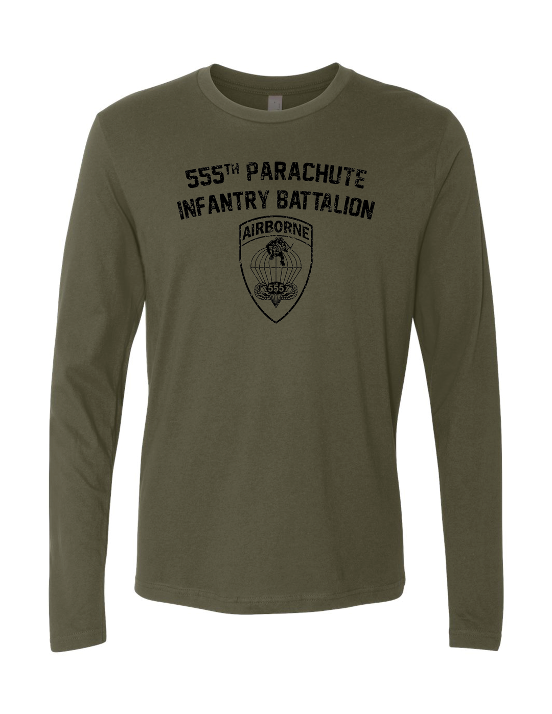 555th Parachute Infantry Battalion Long Sleeve T-Shirt (Military Green)