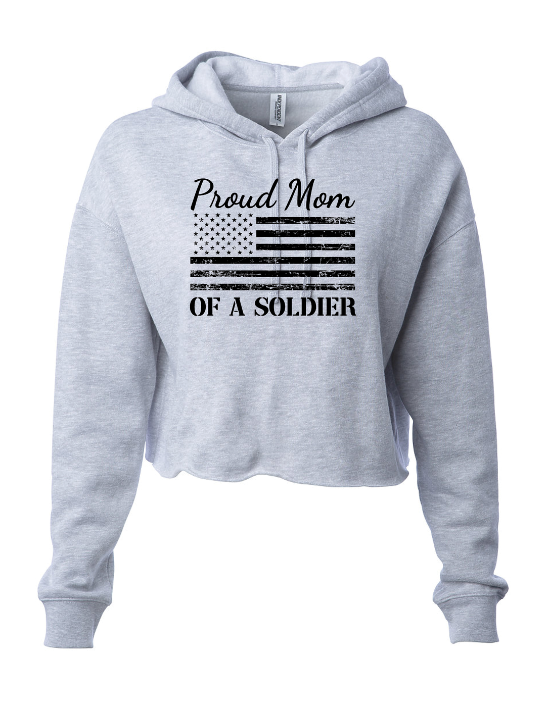 Proud Mom of a Soldier Lightweight Crop Hoodie (Gray)