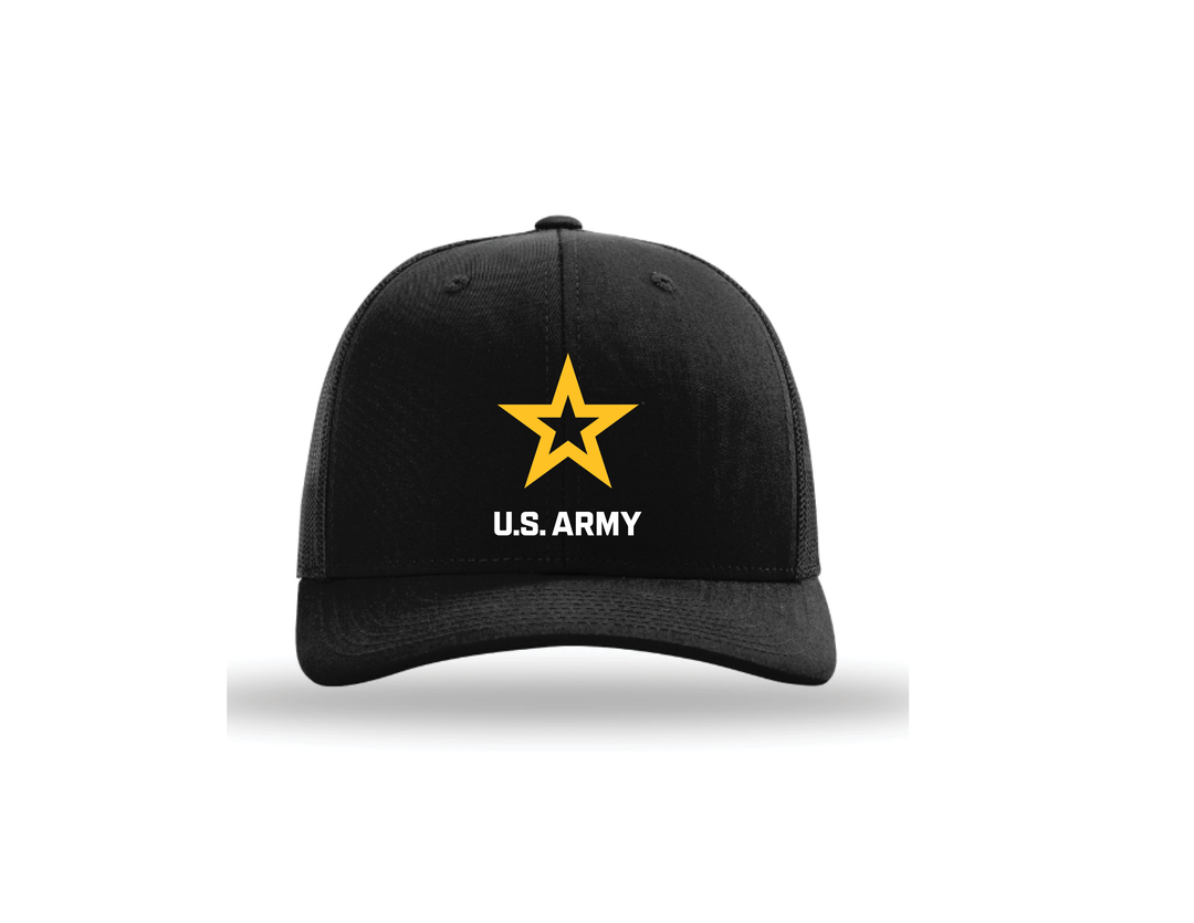 U.S. Army Trucker Hat - Black - Stacked Logo