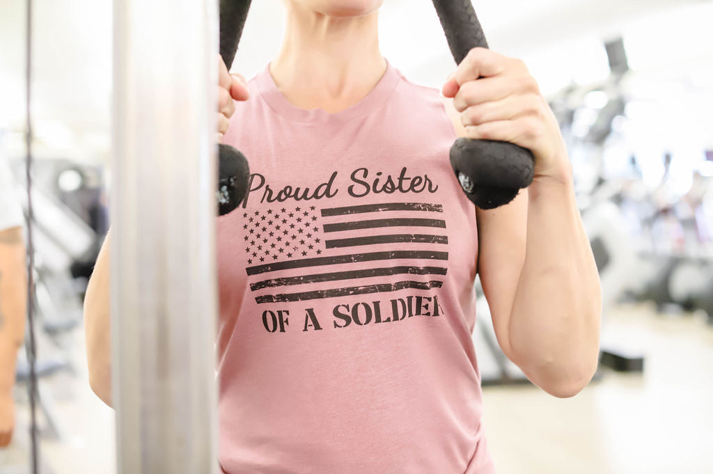 Proud Sister of a Soldier Muscle Tank (Pink)