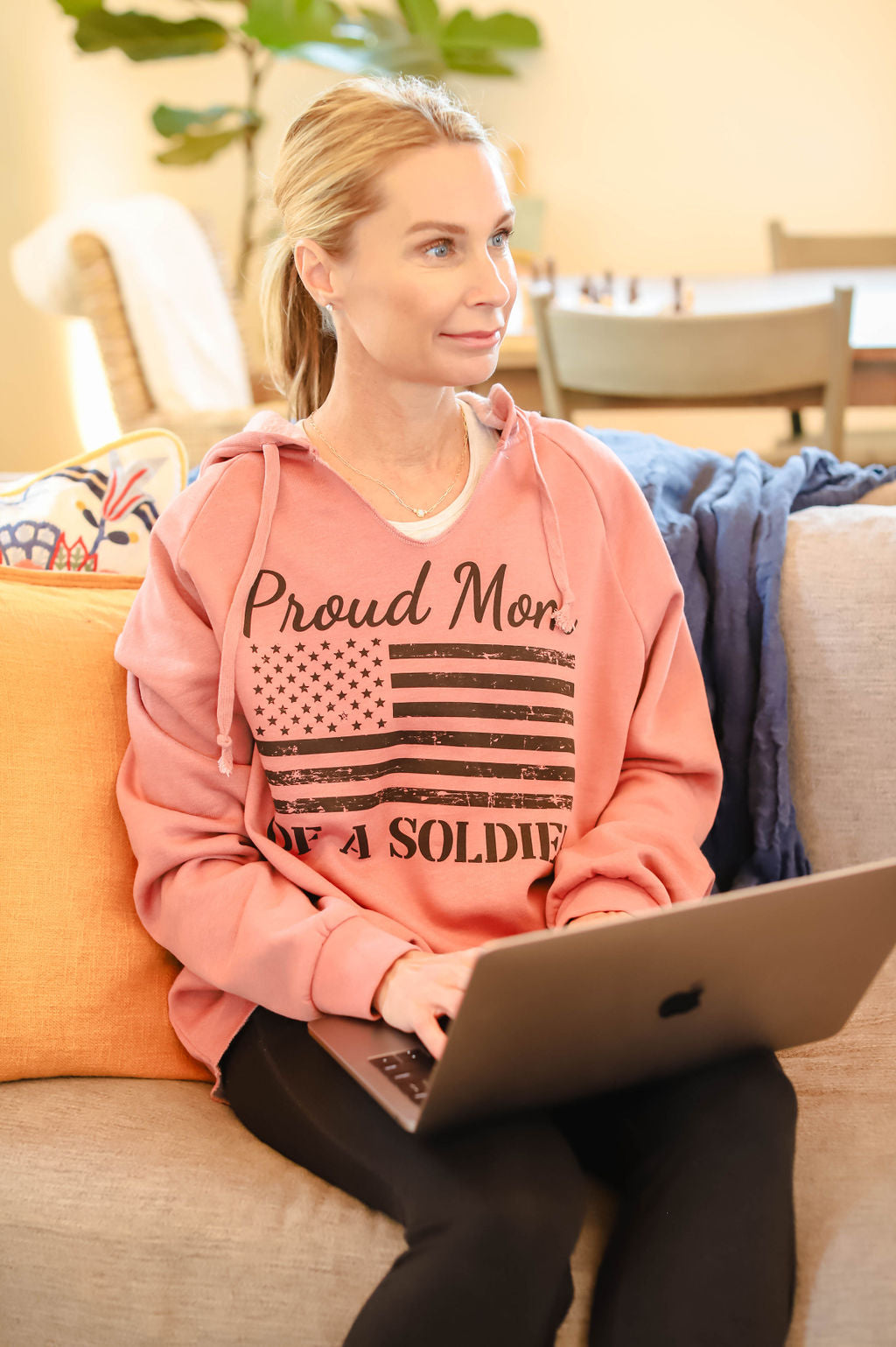 Proud Mom of a Soldier Sweatshirt (Pink)