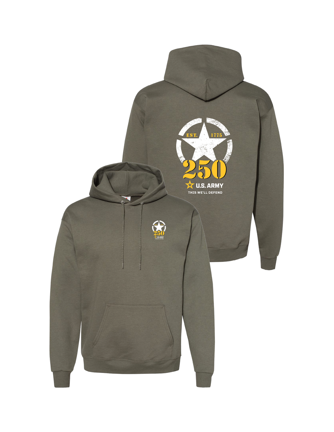 Army 250th Birthday Hoodie (Military Green)