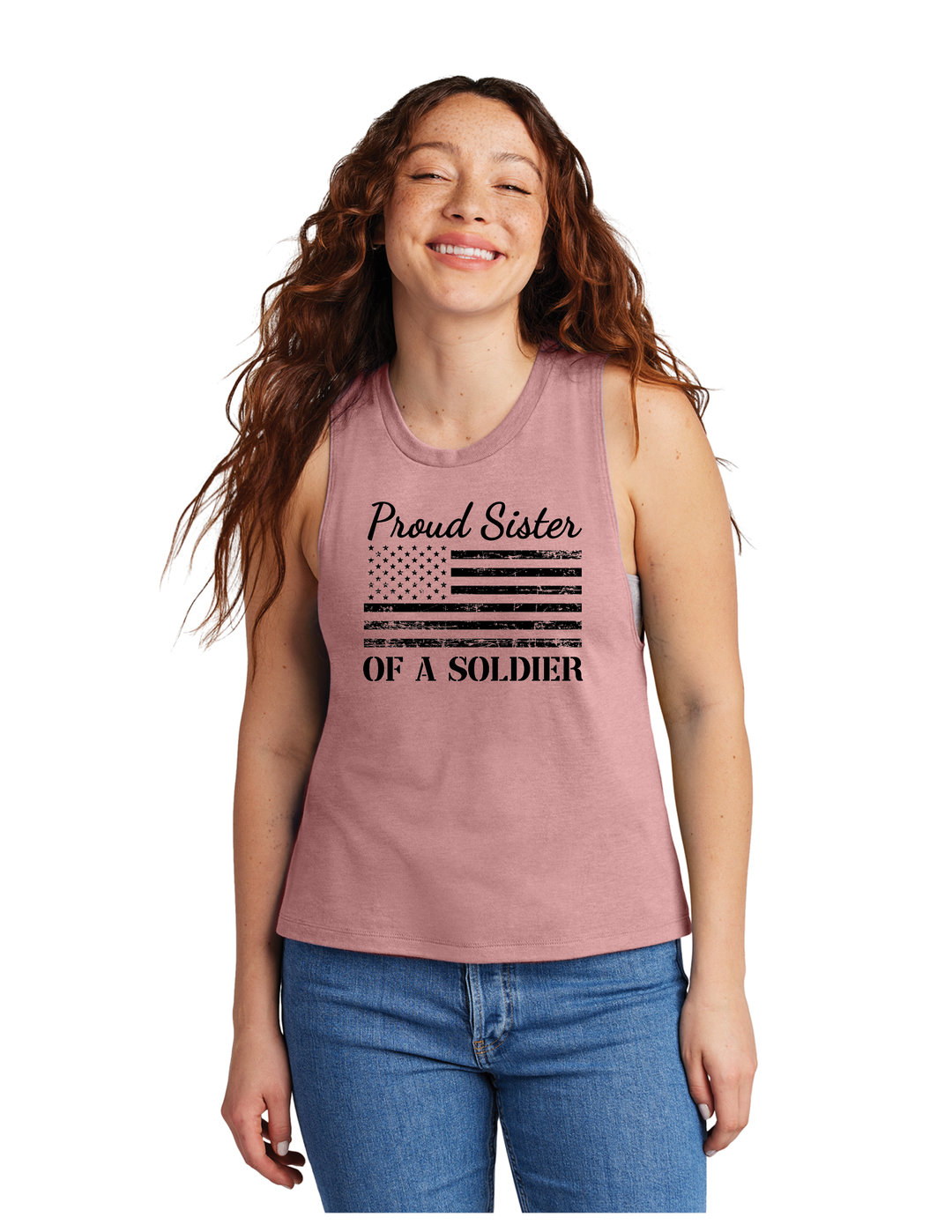 Proud Sister of a Soldier Muscle Tank (Pink)