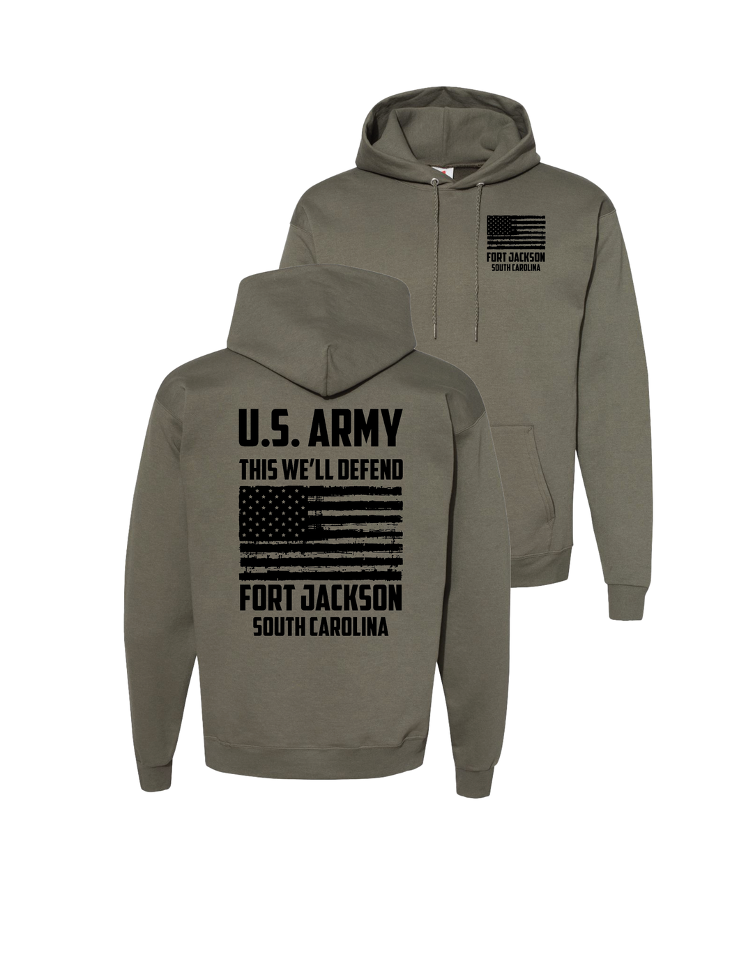 Fort Jackson This We'll Defend Hoodie (Military Green)